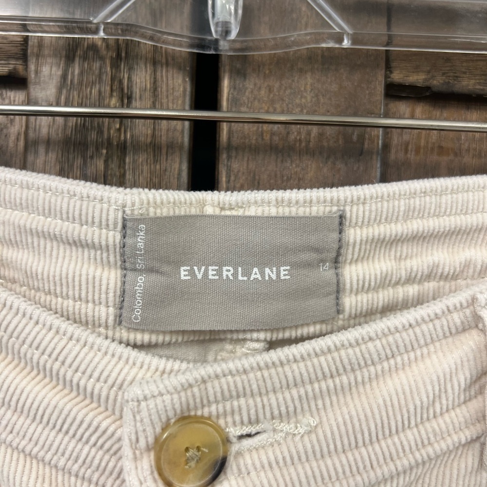 Everlane Corduroy Wide Leg High Rise Business Casual Neutral Pant Cream Size 14 - Picture 4 of 6